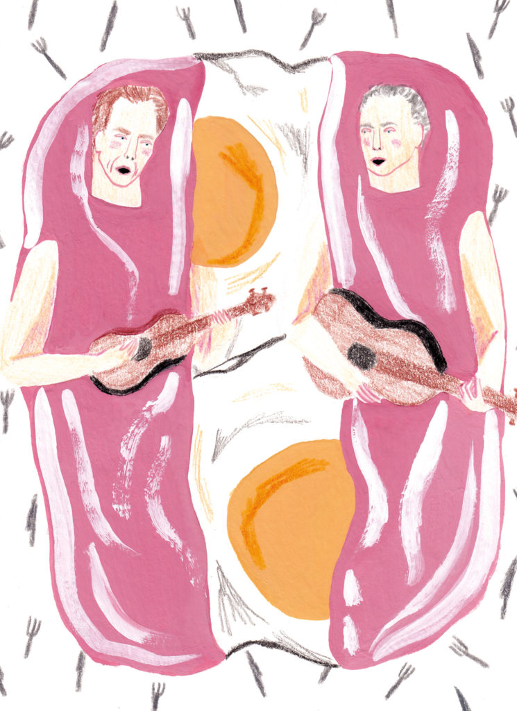 Kevin Bacon really did write a song that goes "E G G S / E G G S / E G