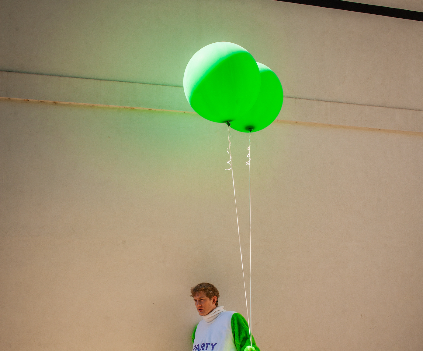 James Acaster as the Party Gator for his musical project Temps